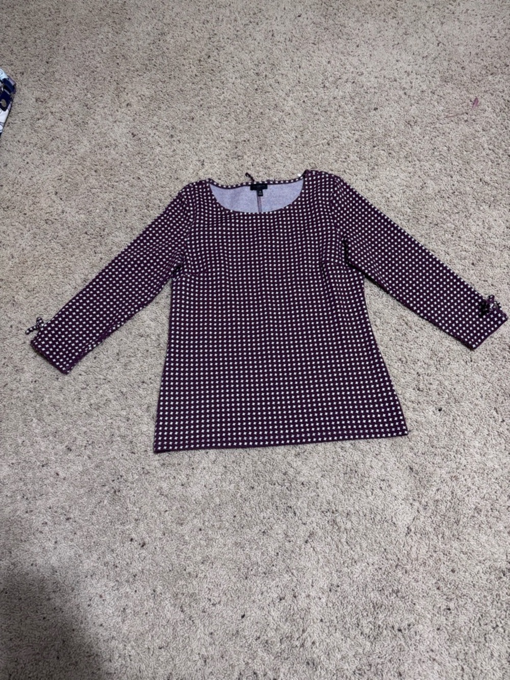 Women’s burgundy Patterned Scoop Neck Top